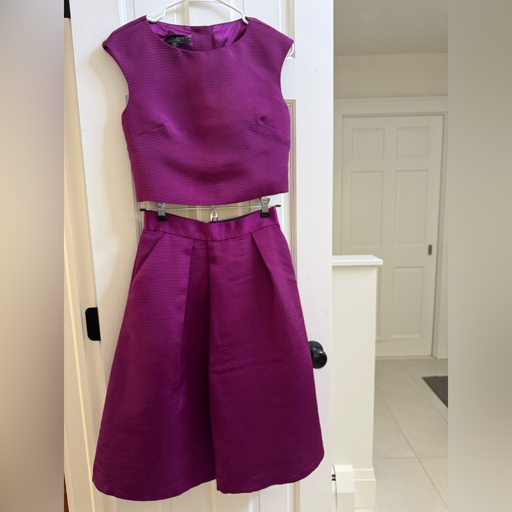 Ted Baker Purple Two-Piece Fit & Flare Midi Dress Set